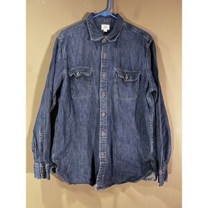 J. Crew Midweight Denim Work Shirt Men M Blue Long Sleeve Button Up Classic Fit